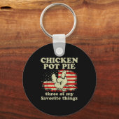 Retro Chicken T E Three Of My Favorite Things Funn Schlüsselanhänger (Vorderseite)