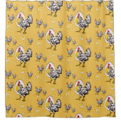Retro Chickens Duschvorhang (Vorderseite)