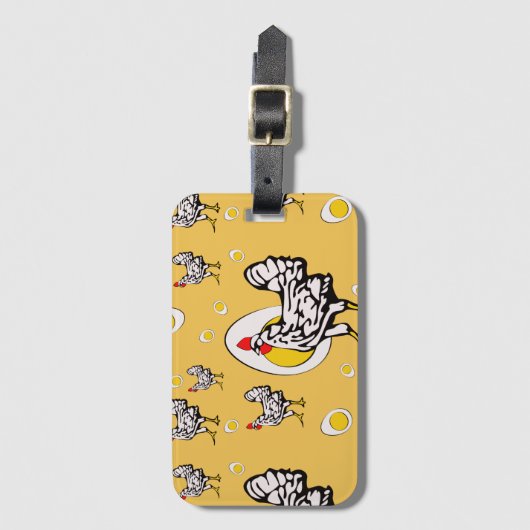 Retro Chickens Gepäckanhänger (Vorderseite Vertikal)