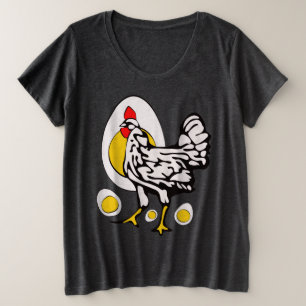 Retro Chickens Große Größe T-Shirt