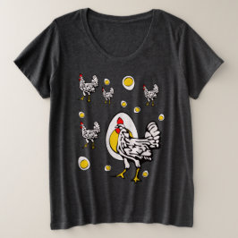 Retro Chickens Große Größe T-Shirt