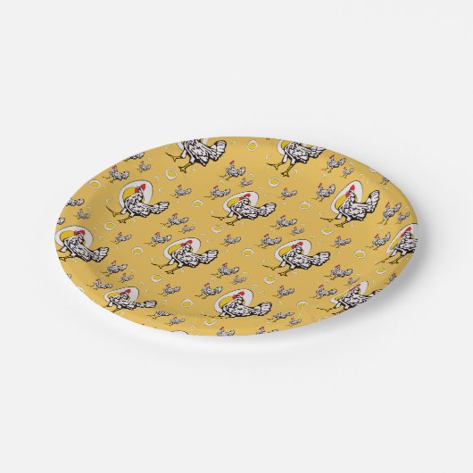 Retro Chickens Pappteller (Schrägansicht)