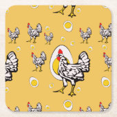 Retro Chickens Rechteckiger Pappuntersetzer (Vorderseite)