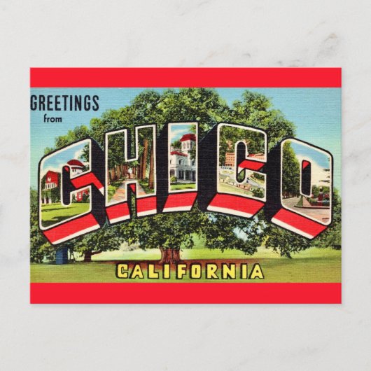 Retro Chico California Gruß Postkarte (Vorderseite)