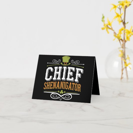 Retro Chief Shenanigator Lucky Leprechaun Hat Karte (Gelbe Blume)