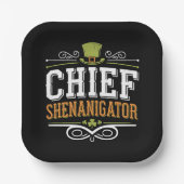 Retro Chief Shenanigator Lucky Leprechaun Hat Pappteller (Vorderseite)