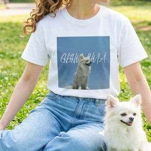 Retro Chihuahua Blau Himmel Ästhetik Hundemutter-S T-Shirt
