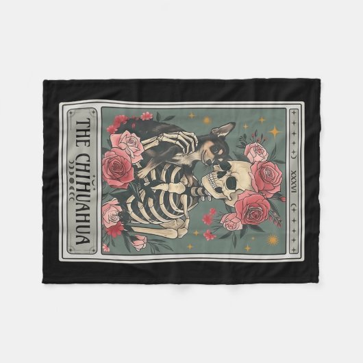 Retro Chihuahua Dog Lover The Moon Halloween , Wom Fleecedecke (Vorderseite (Horizontal))