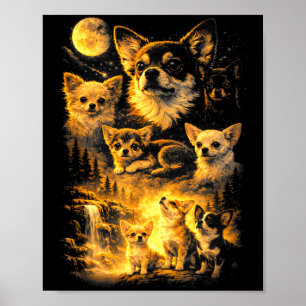 Retro Chihuahua heult zum Mond Meme 90er Animation Poster