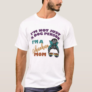 Retro Chihuahua Lover Chihuahua Mama Messy Bun Sun T-Shirt