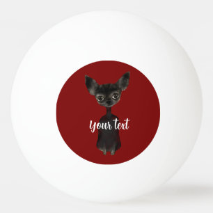 Retro Chihuahua Schwarz Burgundrot Creme Laptophül Tischtennisball