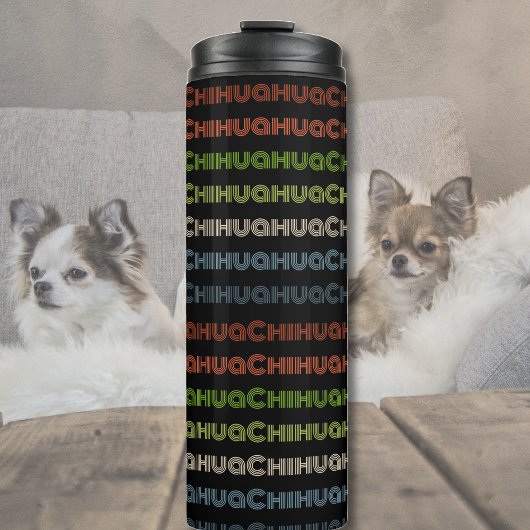 Retro Chihuahua Typografie farbenfroher Hund Lover Thermosbecher