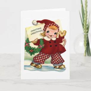 "Retro Child Christmas Greetings"-Karte Feiertagskarte