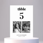 Retro Childhood Pictures Wedding Tischnummer 5<br><div class="desc">Dekorieren Sie Ihren Hochzeitstisch mit dieser Nummernkarte, die Retro-Typografie, die Kinderbilder von Braut und Bräutigam und den von Ihnen gewünschten Text enthält. Fügen Sie einfach Ihre eigenen Daten hinzu, indem Sie auf die Option "Personalisieren" klicken. 🌸 BITTE BEACHTEN: Die Größe dieser Karte beträgt 3, 5" x 5". Wenn Sie eine...</div>