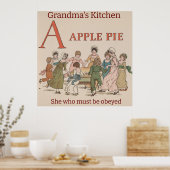 Retro Childrens Illustration Apple Pie. bearbeitba Poster (Küche)