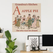 Retro Childrens Illustration Apple Pie. bearbeitba Poster (Heimbüro)