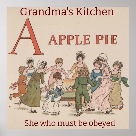 Retro Childrens Illustration Apple Pie. bearbeitba Poster (Vorne)