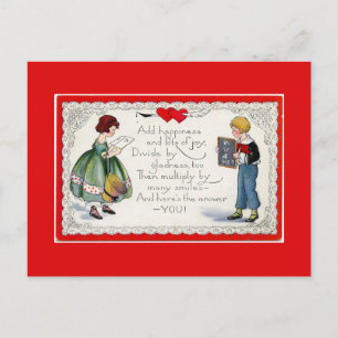 Retro Children's Valentine Feiertagspostkarte