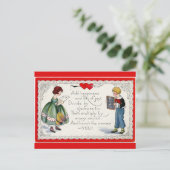 Retro Children's Valentine Red Feiertagspostkarte (Stehend Vorderseite)