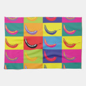 Retro Chili Pepper Pop Kunst, Dichtung, Mexiko Küc Geschirrtuch (Horizontal)