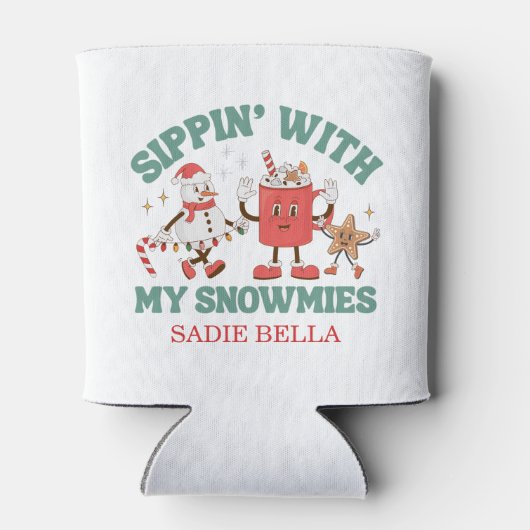 Retro Chillin' mit meinen Schneemassen Weihnachten Dosenkühler (Rückseite)