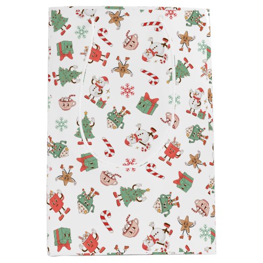 Retro Chillin' mit meinen Schneemassen Weihnachten Mittlere Geschenktüte (Vorderseite)