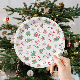 Retro Chillin' mit meinen Schneemassen Weihnachten Pappteller