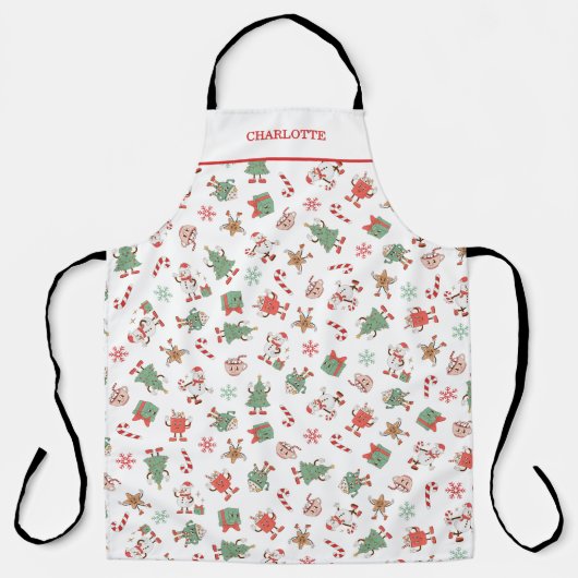 Retro Chillin' mit meinen Schneemassen Weihnachten Schürze (Vorderseite)