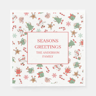 Retro Chillin' mit meinen Schneemassen Weihnachten Serviette