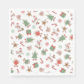 Retro Chillin' mit meinen Schneemassen Weihnachten Serviette (Vorderseite)