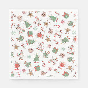 Retro Chillin' mit meinen Schneemassen Weihnachten Serviette