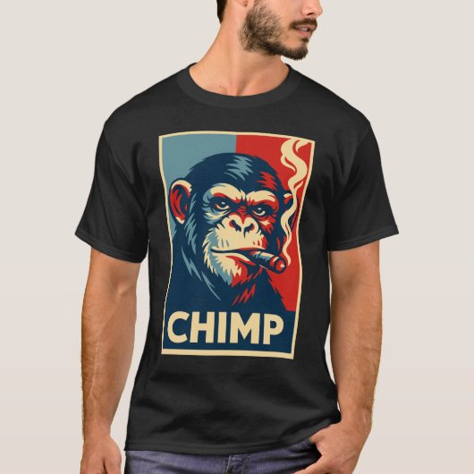 Retro Chimp smoking Cigar Poster T-Shirt (Vorderseite)