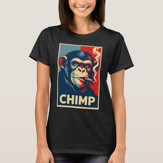 Retro Chimp smoking Cigar Poster T-Shirt (Vorderseite)