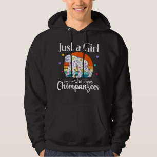 Retro Chimpanzee Floral Just a Girl, die Lieben Ch Hoodie