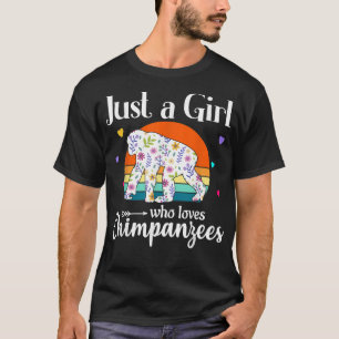 Retro Chimpanzee Floral Just a Girl, die Lieben Ch T-Shirt