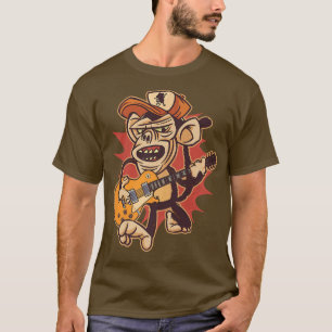 Retro Chimpanzee Guitar Player Grafik Premium T-Shirt