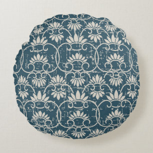 Retro-China Spiralfloral Antique Rundes Kissen