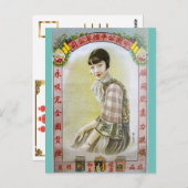 Retro China Zigarettenanzeige mit Flapper Postkarte (Vorne/Hinten)