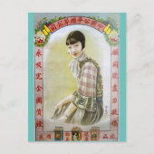 Retro China Zigarettenanzeige mit Flapper Postkarte (Vorderseite)