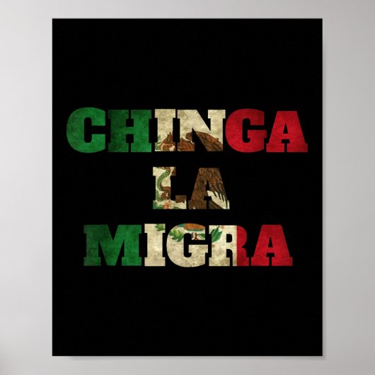 Retro Chinga La Migra Mexico Flag Banderi Ice Immo Poster (Vorne)
