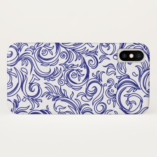 Retro Chinoiserie Blau und Weiß Muster Case-Mate iPhone Hülle (Rückseite (Horizontal))