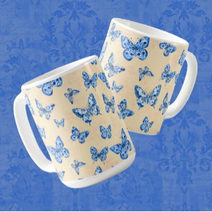 Retro Chinoiserie Blue Butterfells Blush Ivory Kaffeetasse