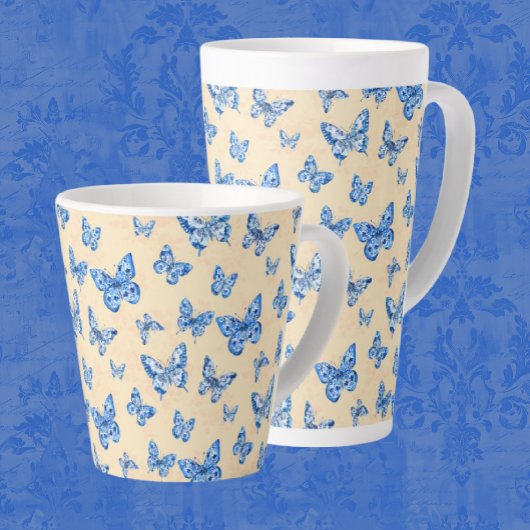 Retro Chinoiserie Blue Butterfells Blush Ivory Milchtasse