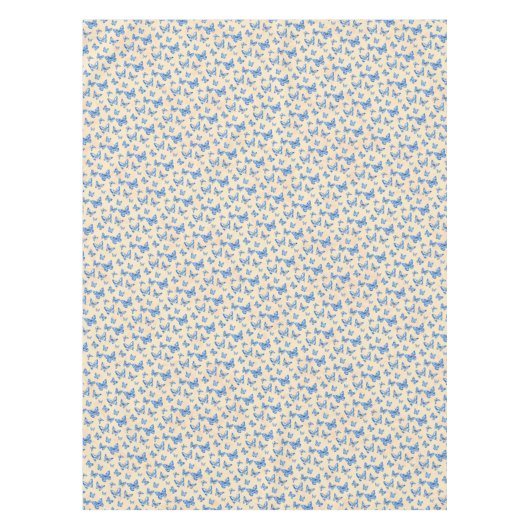 Retro Chinoiserie Blue Butterfells Blush Ivory Tischdecke (Vorderseite)