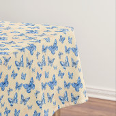Retro Chinoiserie Blue Butterfells Blush Ivory Tischdecke (Beispiel)