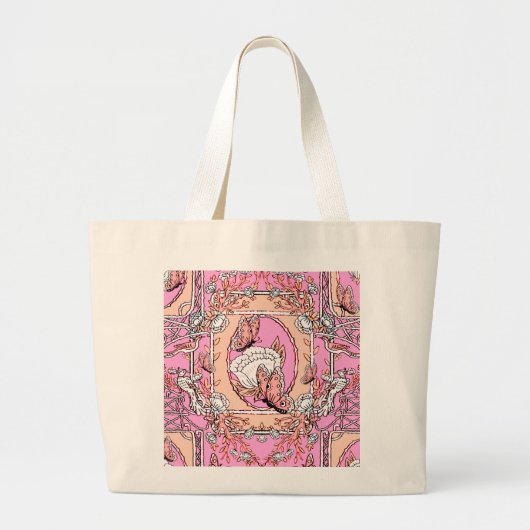 Retro-Chinoiserie-Damaskus Jumbo Stoffbeutel (Vorne)