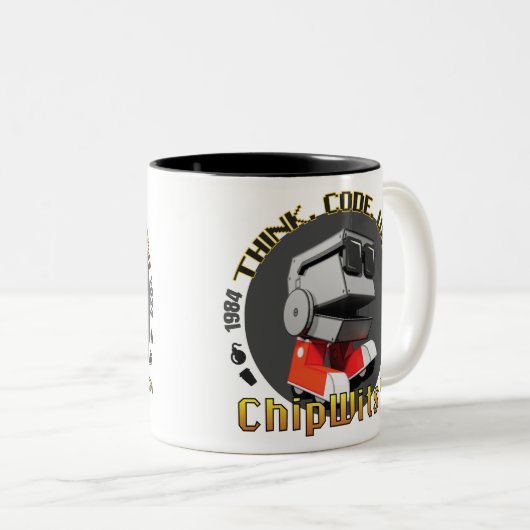 Retro ChipWits-Tasse Zweifarbige Tasse (VorderseiteRechts)
