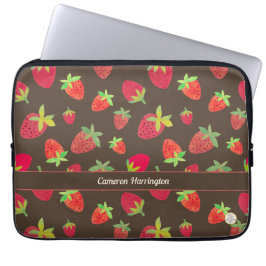 Retro Chocolate Brown Personalisiert Strawberry Laptopschutzhülle