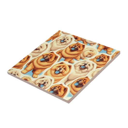 Retro Chow-Chow Nahtloses Muster Fliese (Seite)