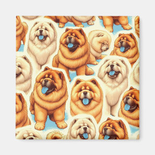 Retro Chow-Chow Nahtloses Muster Magnet